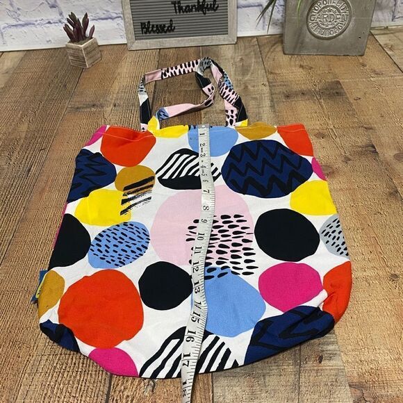 Ikea Shopping Bag POTTFRILLA White Multicolor Polka Dots Tote - Picture 8 of 8
